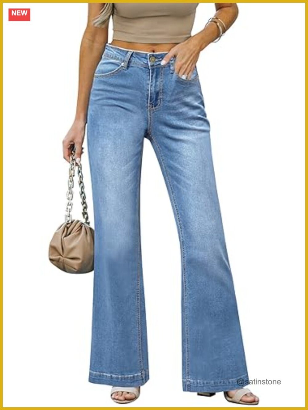 Wide Leg Stretchy Mid Rise Baggy Distressed Denim Jeans